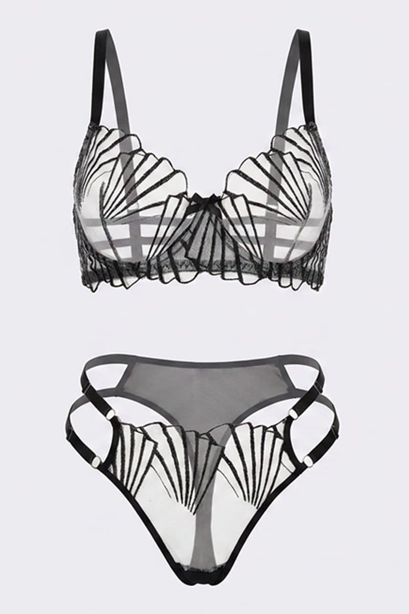 Black Embroidered Lingerie Set for YouandAll Fashion