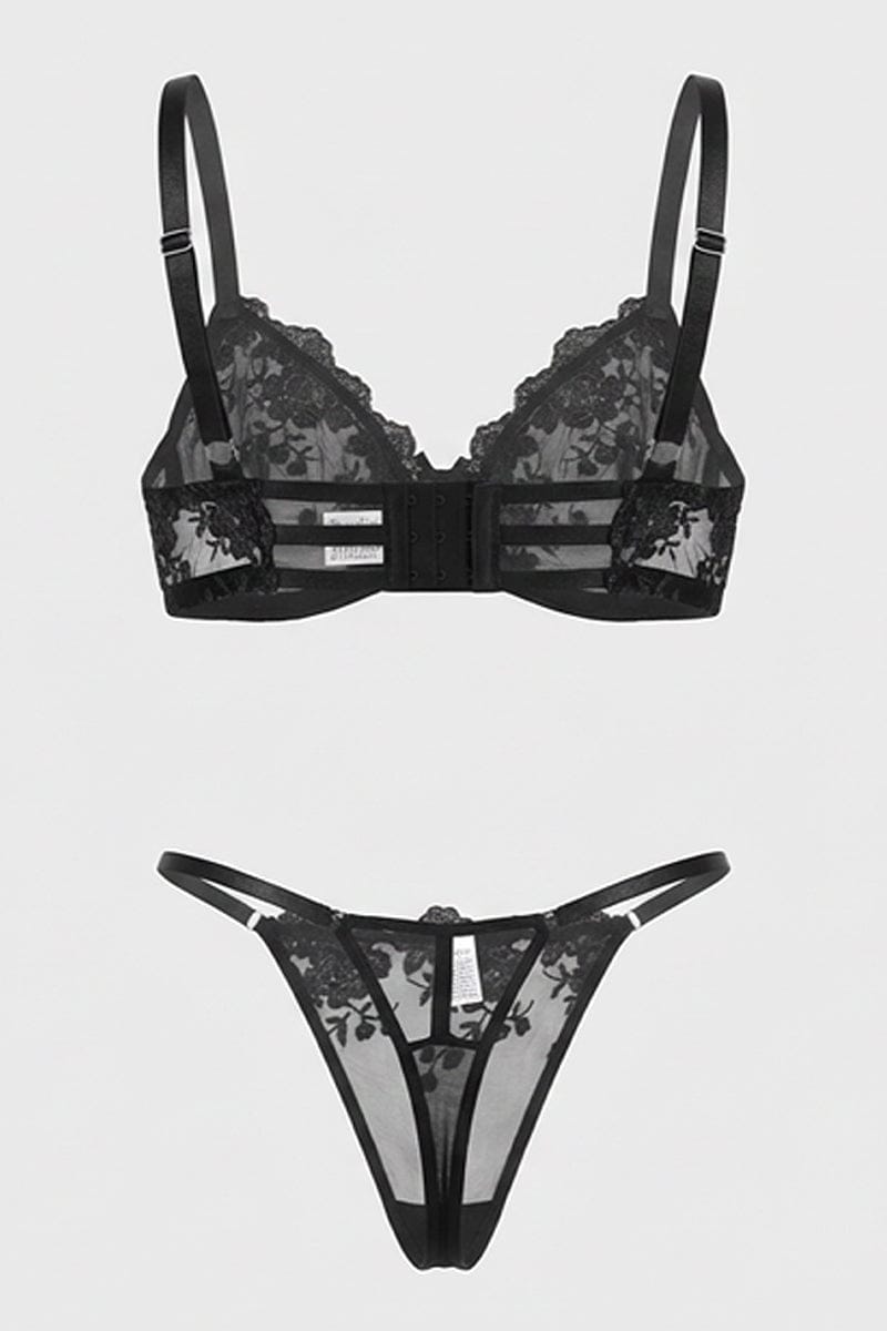 Black Floral Embroidery Lingerie Set for YouandAll Fashion