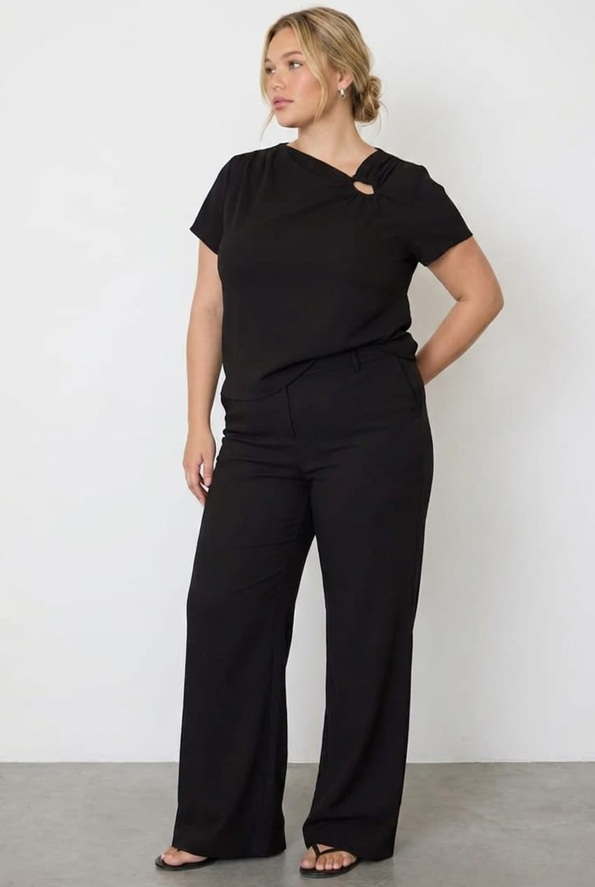 Black Mid Rise Tailored Ponte Pants