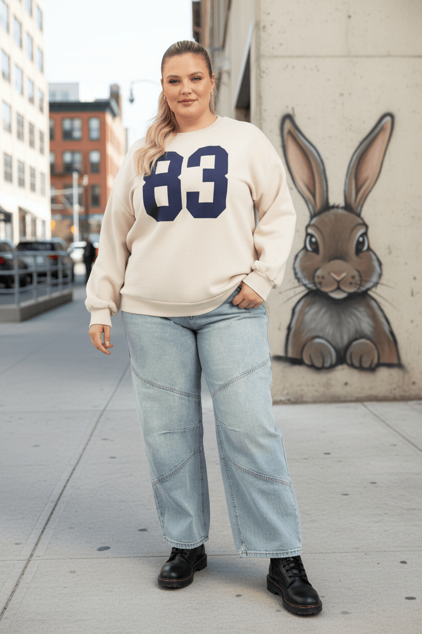 Beige Sweatshirt Long Sleeve Crew Neck
