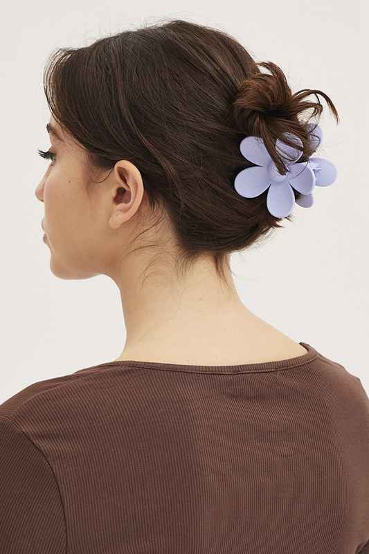 Purple Floral Design Hair Claw Clip