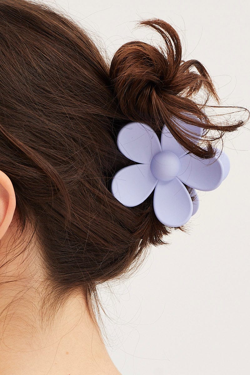 Purple Floral Design Hair Claw Clip