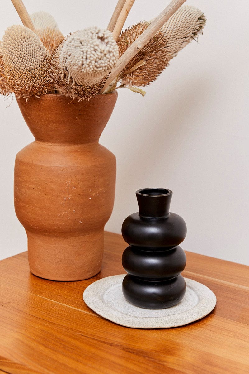 Black Ceramic Taper Vase