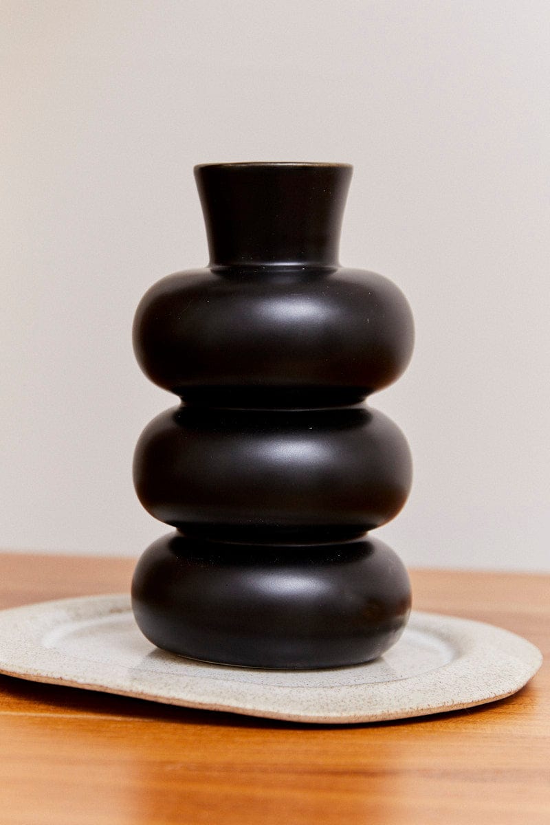 Black Ceramic Taper Vase