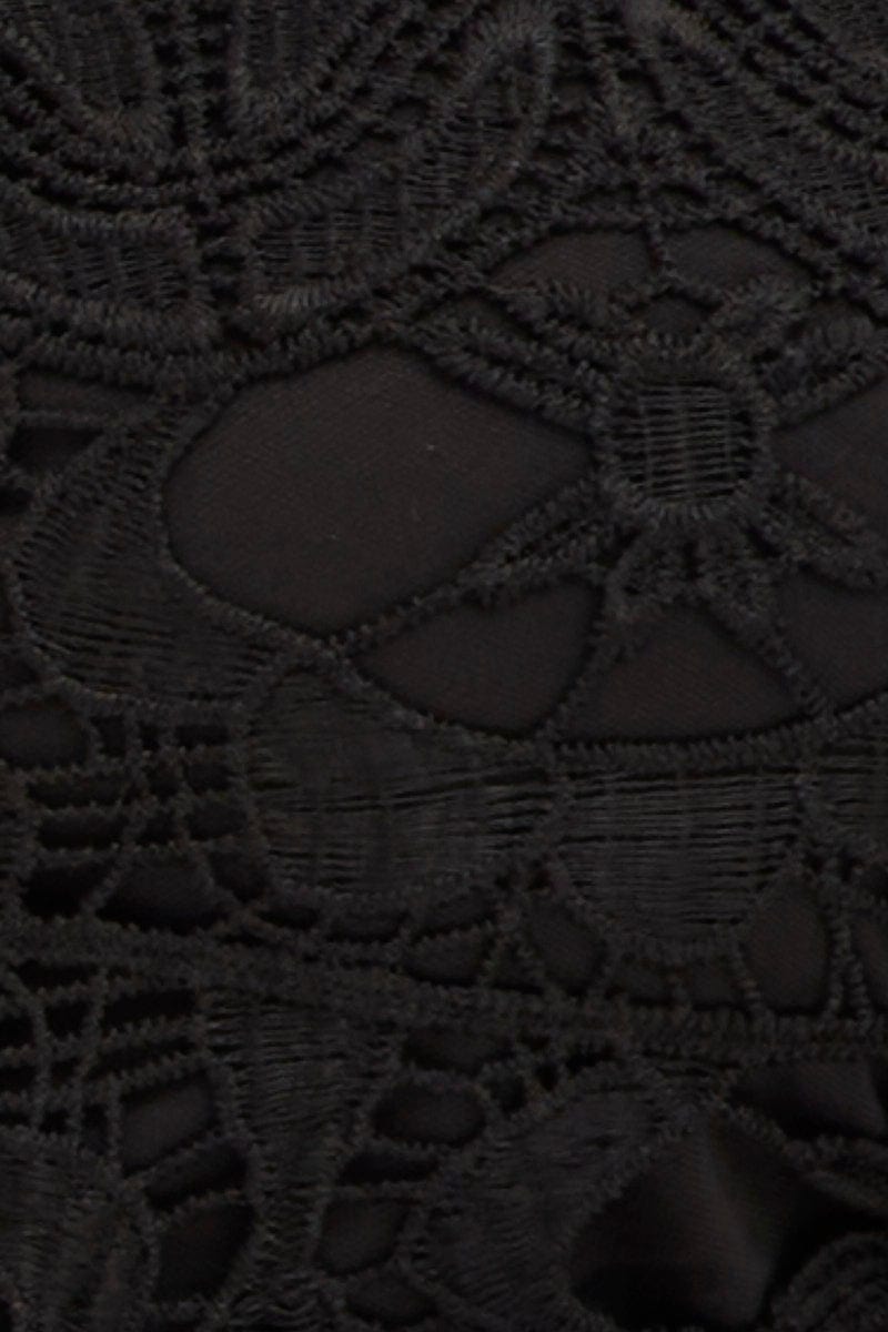 Black Crop Singlet Top  Crochet Lace-cwc1522-36r-6