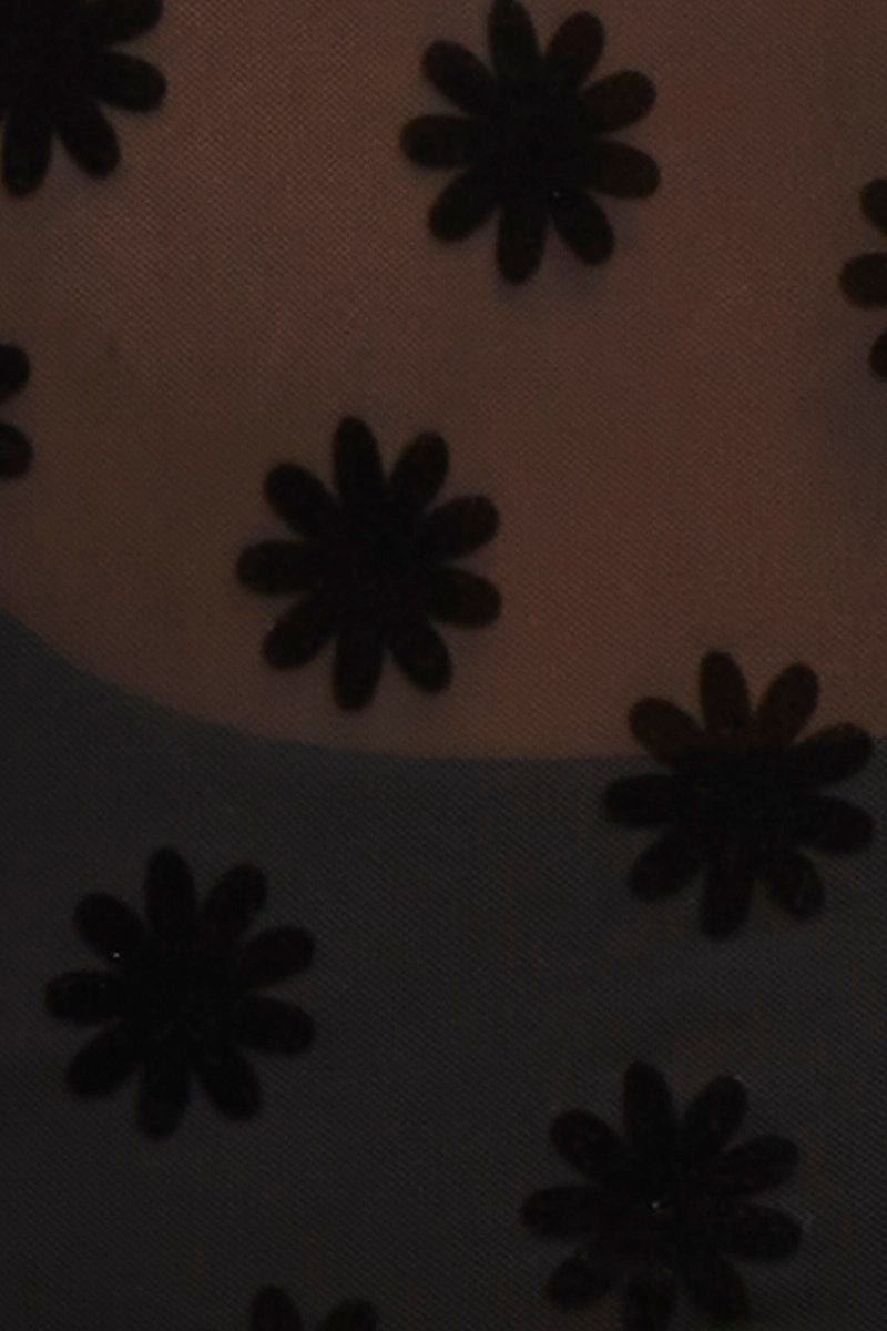 Black Mesh Daisy Short Sleeve Crop Button Through Shirt-cjc1928-42ab-6