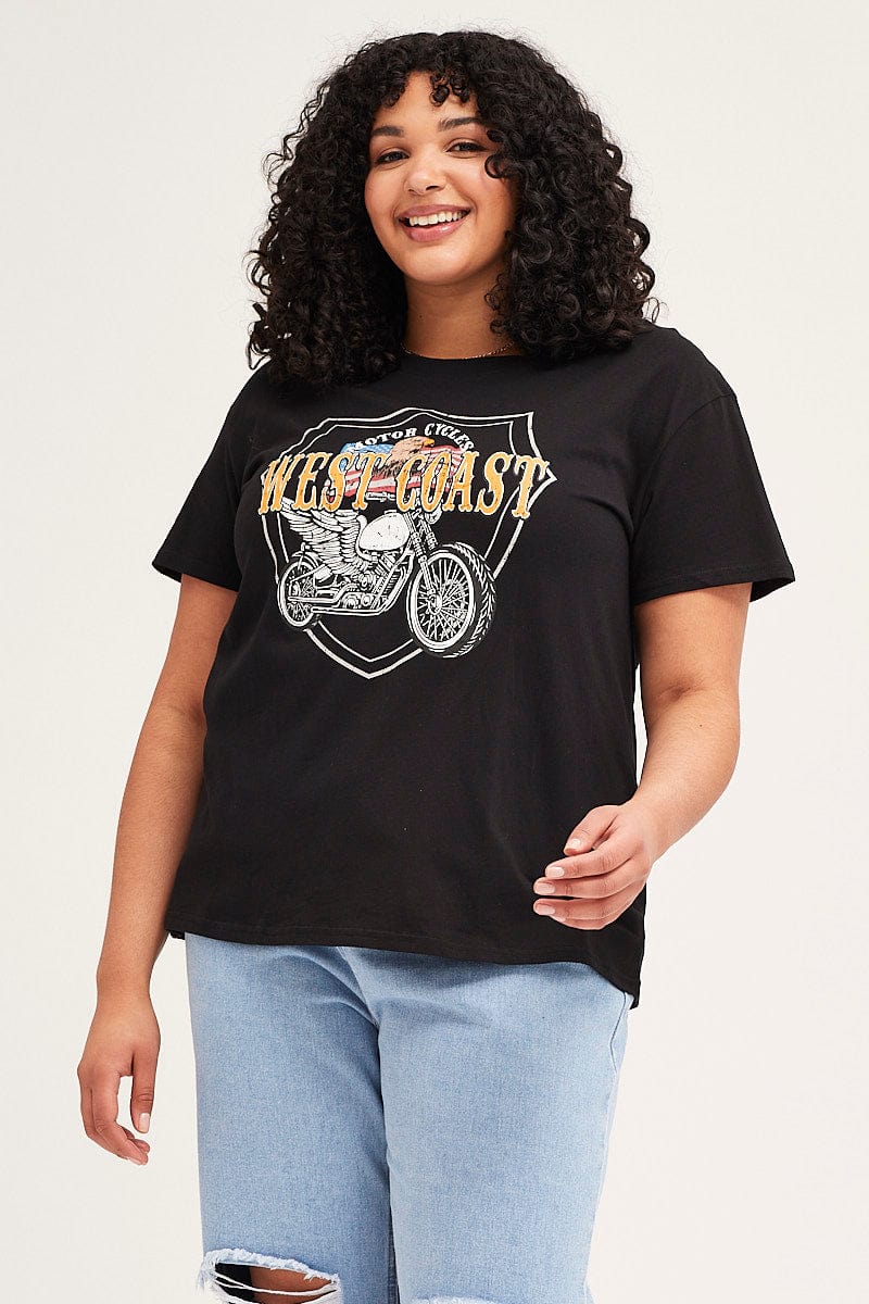 Black Short Sleeve Motor City Regular T Shirt-cjc25390ay-84a-1