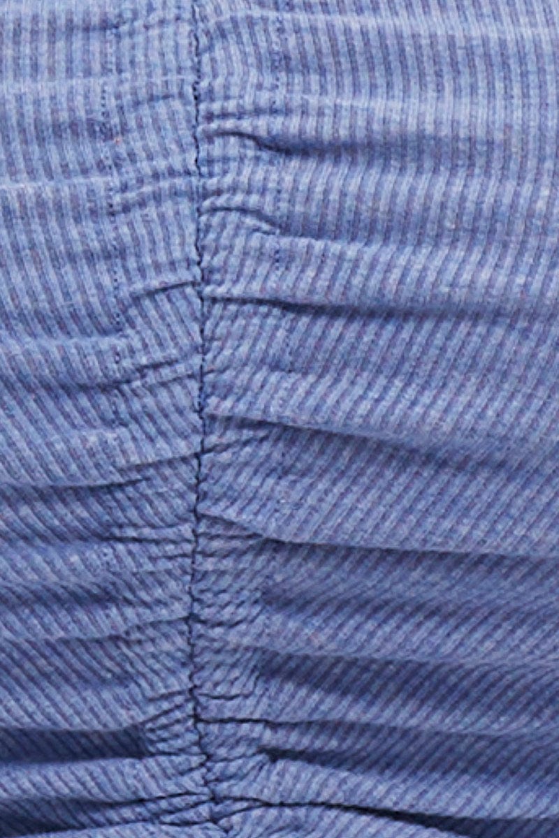 Blue Blue Rib Jersey Sleeveless Drawstring Collared Top-cjc14247-35ab-6