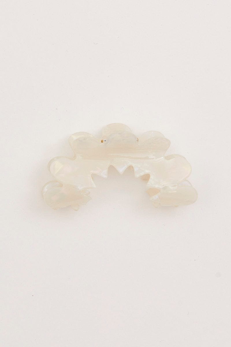 White Pearl White Hair Claw Clip