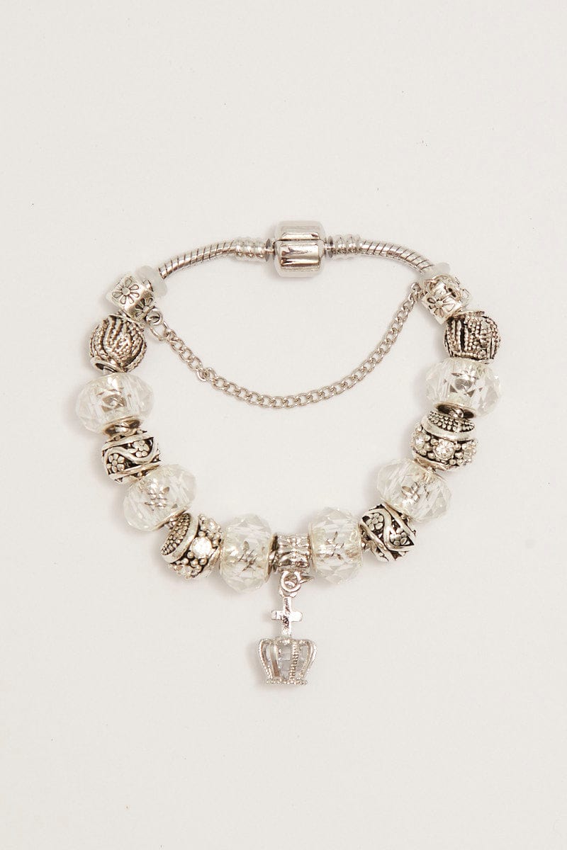 Metallic Crown Charm Bracelet