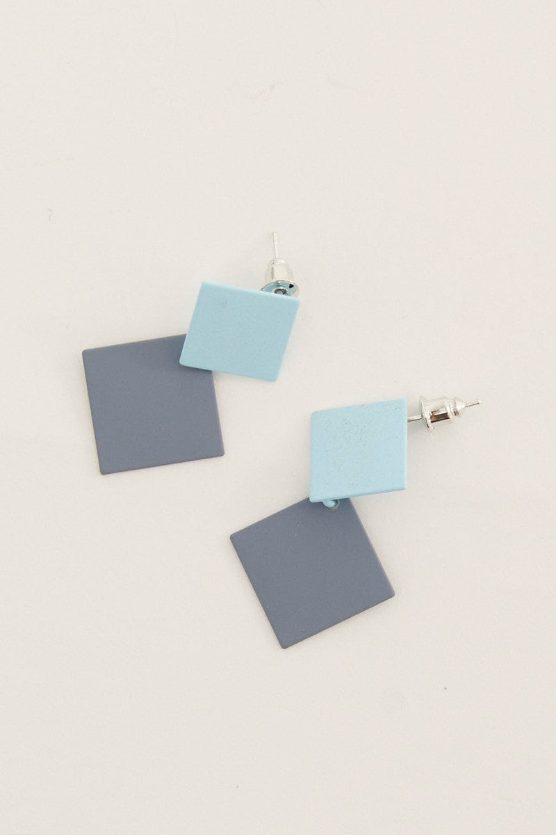 Blue Square Earrings