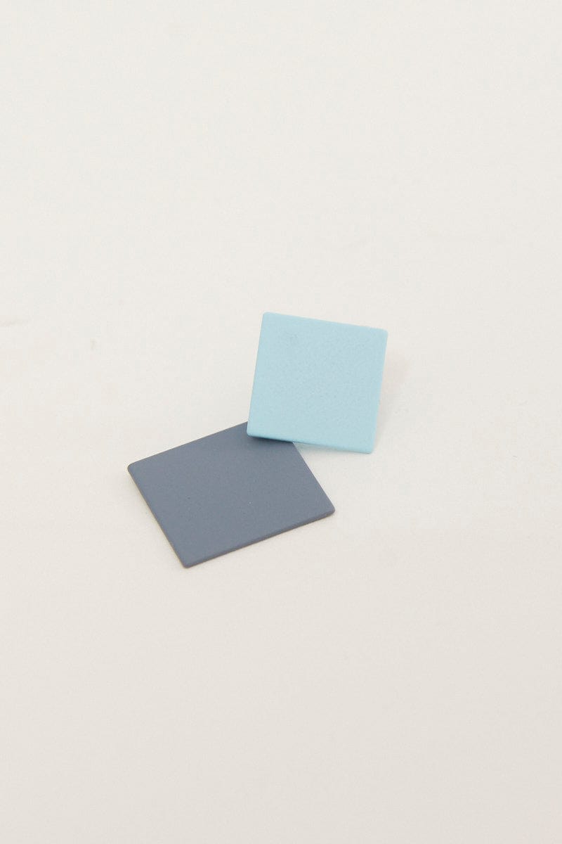 Blue Square Earrings