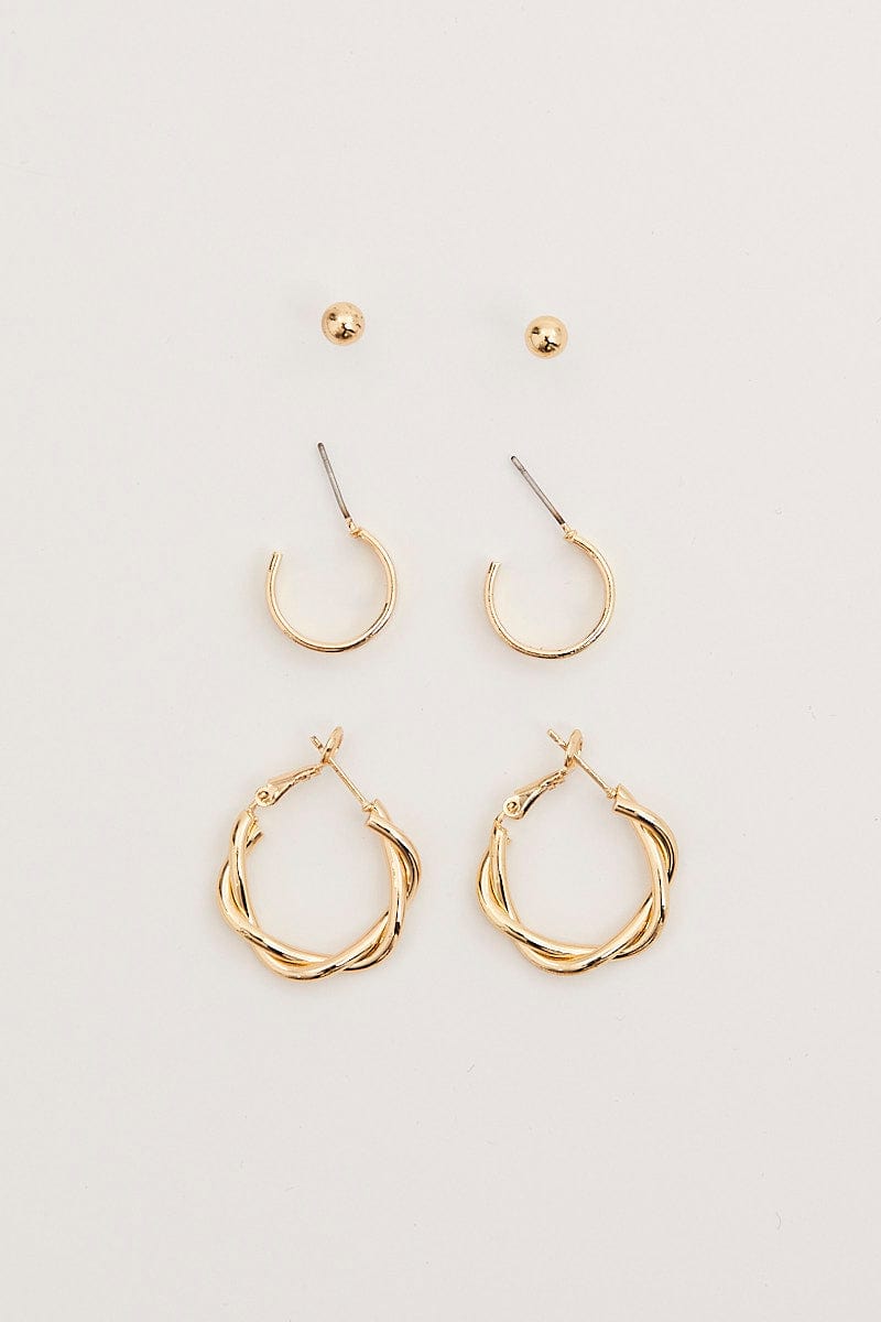 Metallic Twist Hoop Earring Set