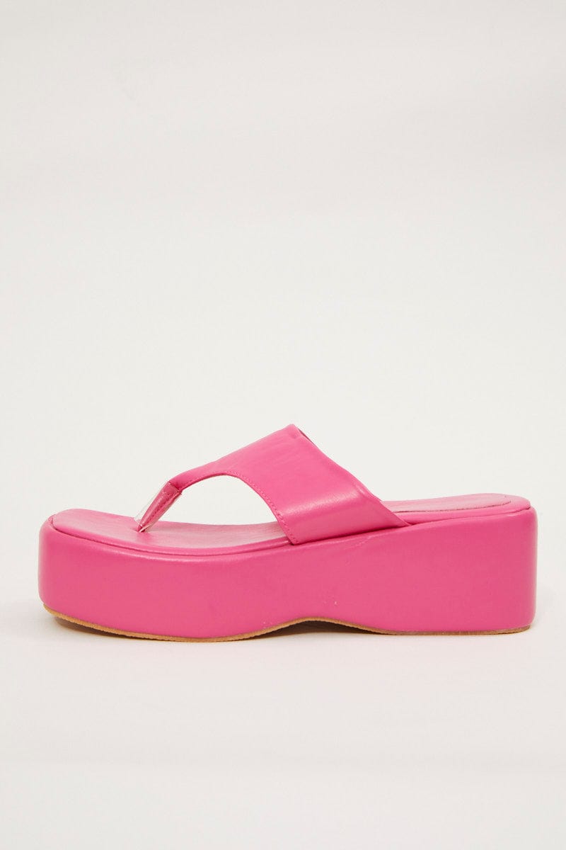 Pink Toe Post Thong Wedge Sandals You All