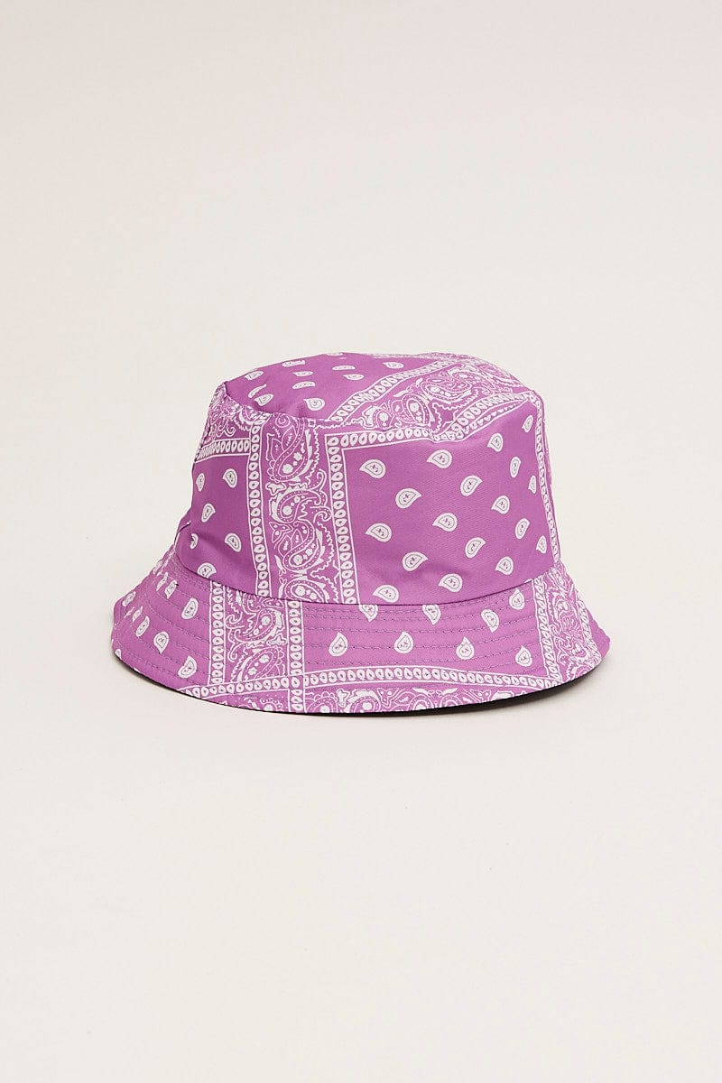 Purple Paisley Paisley Print Bucket Hat