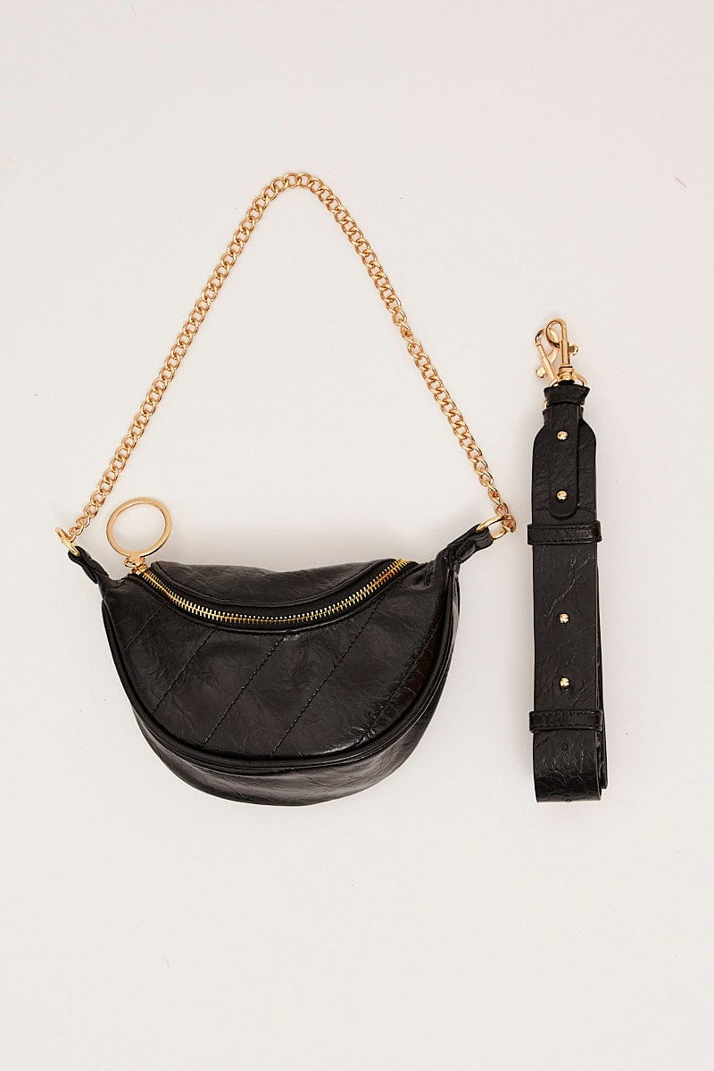 Black Chain Decor Fanny Pack