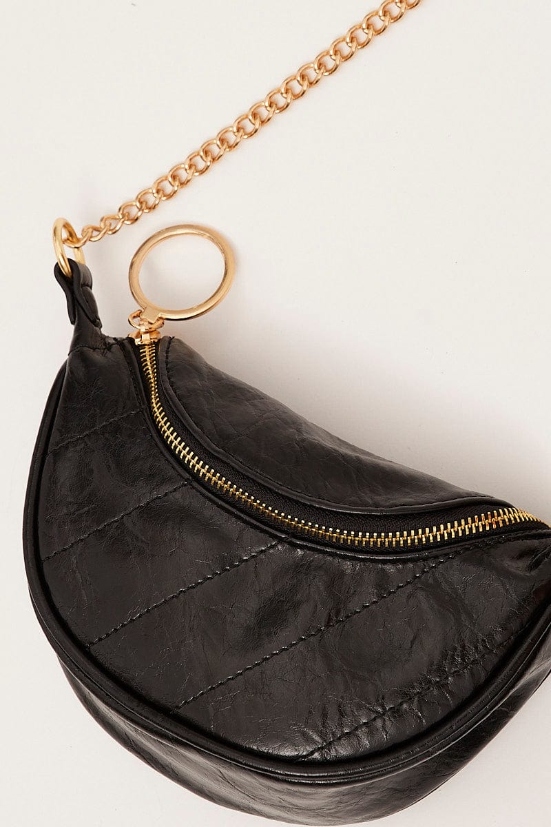 Black Chain Decor Fanny Pack