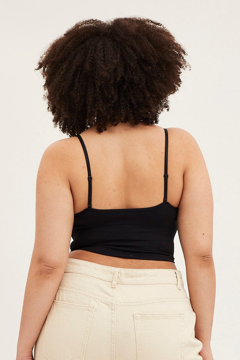 Black Seamless Rib Crop Top