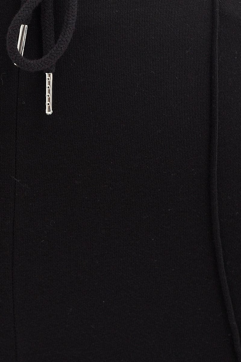 Black Track Pants High Rise Elastic Band