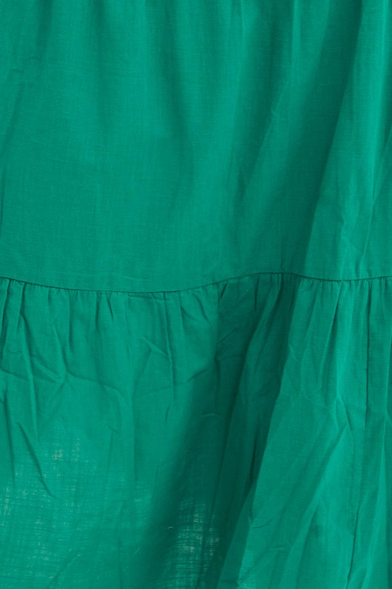 GREEN Sleeveless Cotton Maxi dress With Pockets