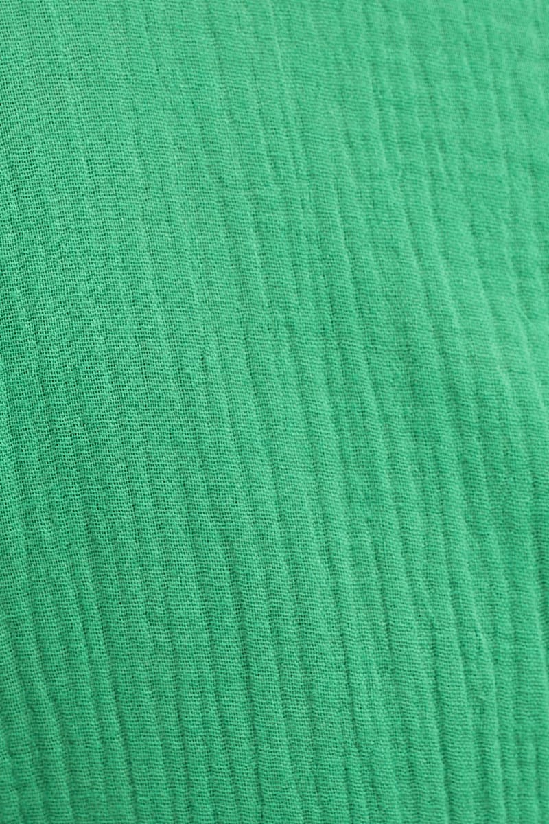 Green Skater Dress V-Neck Long Sleeve Tie Front
