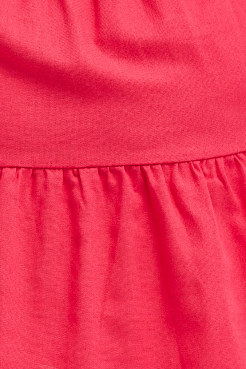 Pink Shirt Dress  Puff Sleeve Button