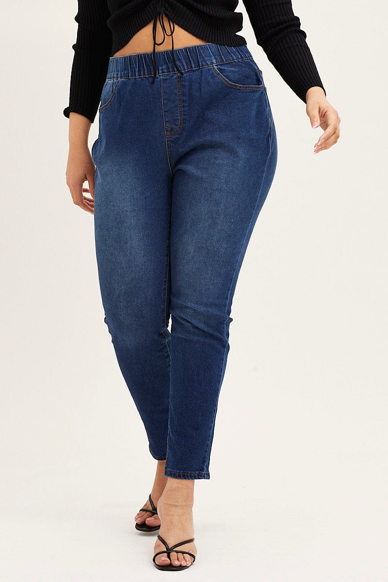 Frontwalk Women's Plus Size Jean Look Leggings High Waist Slim Skinny  Jeggings with Pockets Seamless Fake Denim Pants Blue XL - Walmart.com
