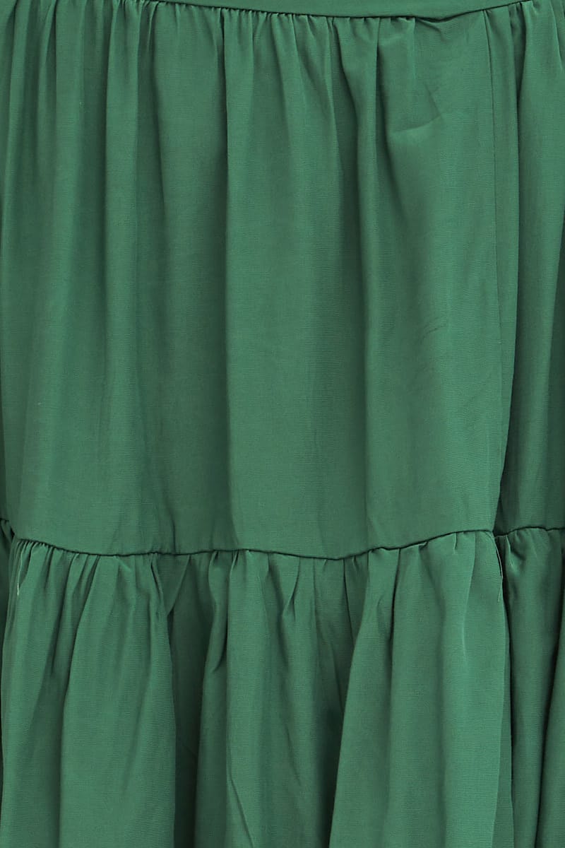 Green Midi Dress V-Neck Tie