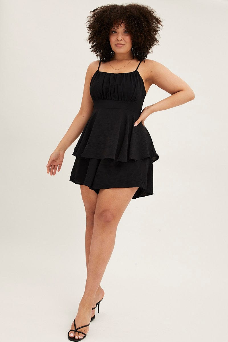 Black Tie Playsuit  Square Neck