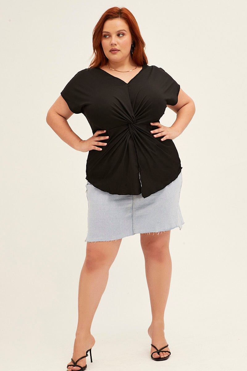 Black Twist Top Short Sleeve