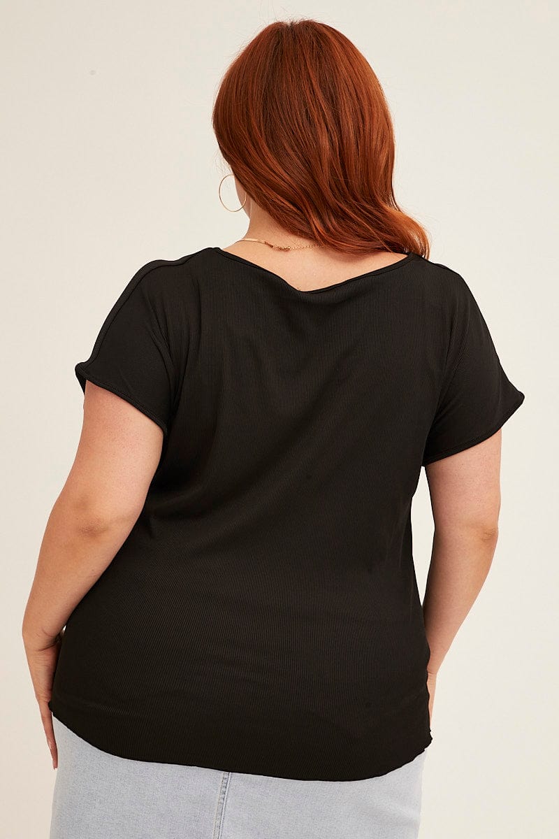 Black Twist Top Short Sleeve