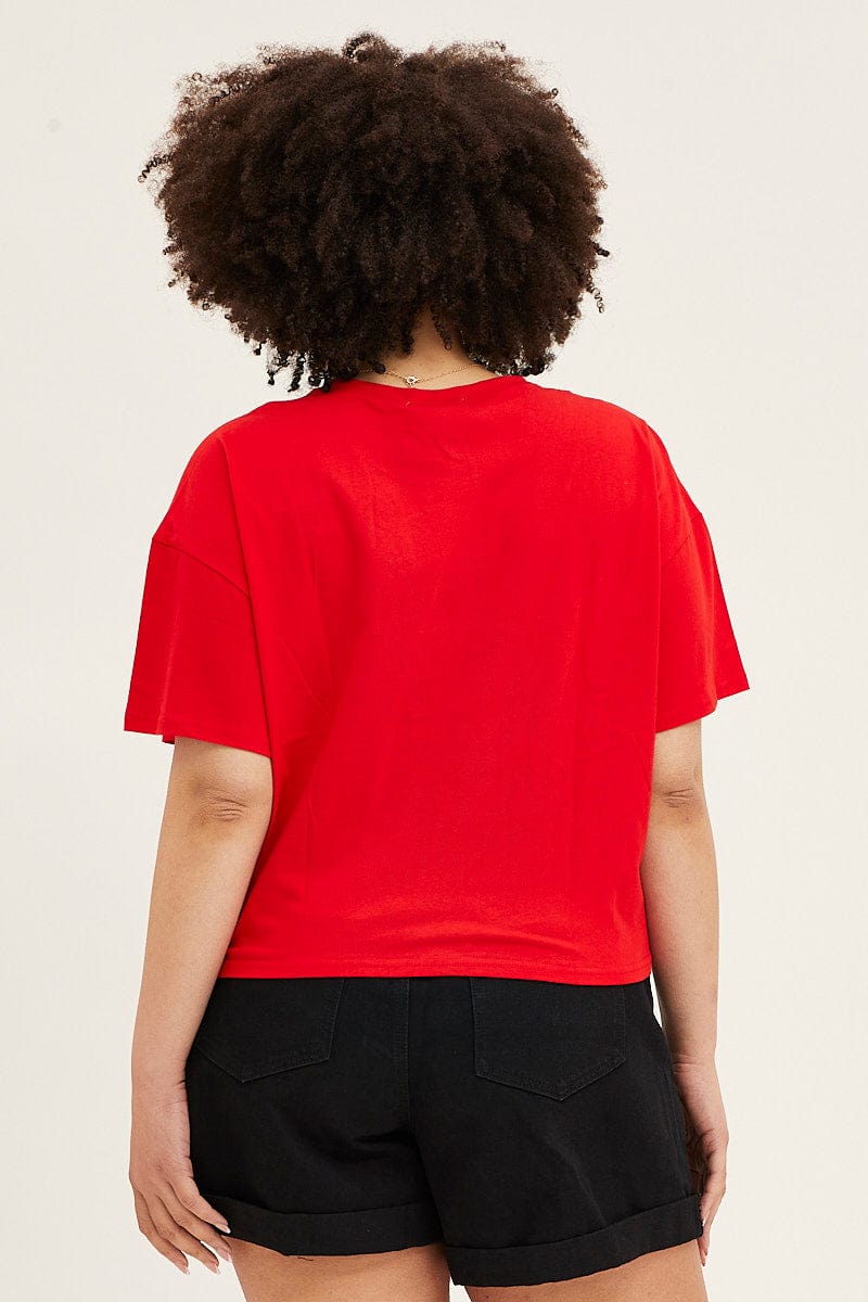 Red Short Sleeve New York Crop T Shirt