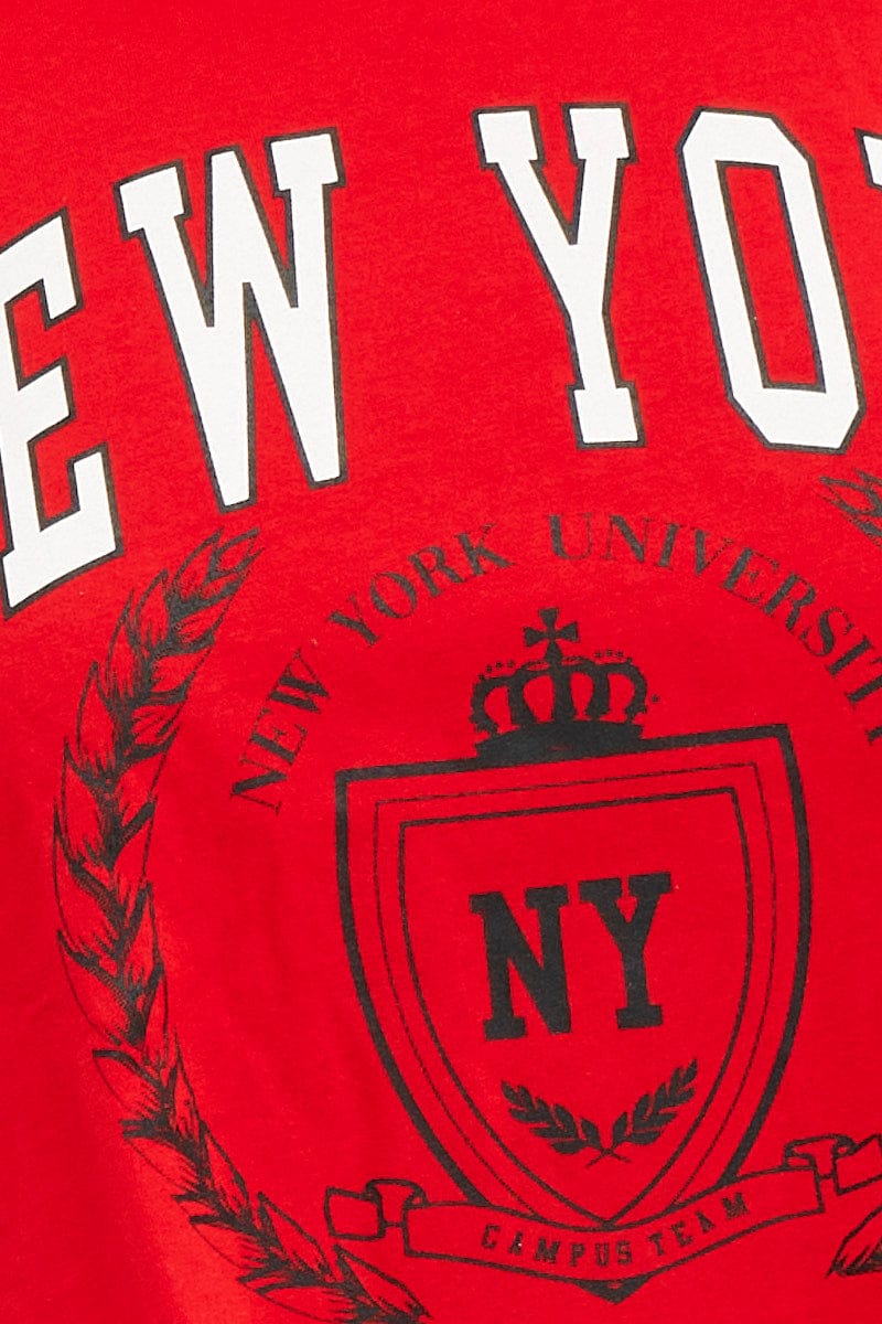 Red Short Sleeve New York Crop T-shirt