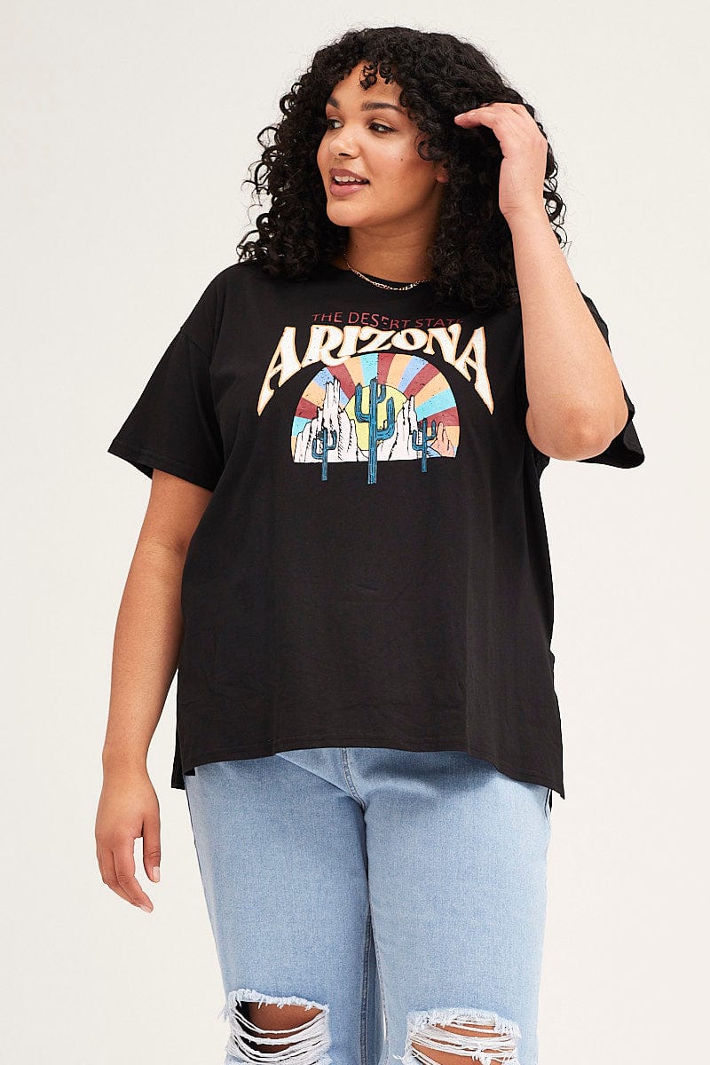 Black Short Sleeve Arizona Oversized T Shirt