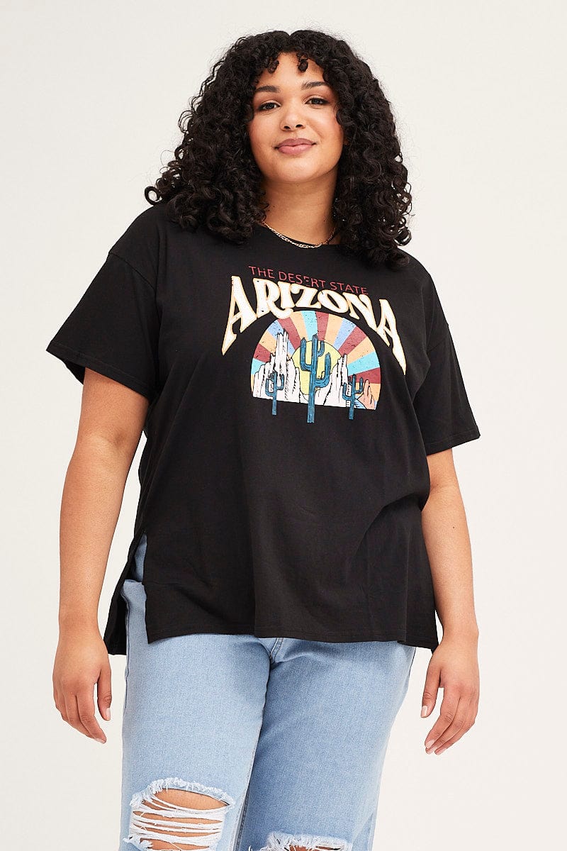 Black Short Sleeve Arizona Oversized T Shirt