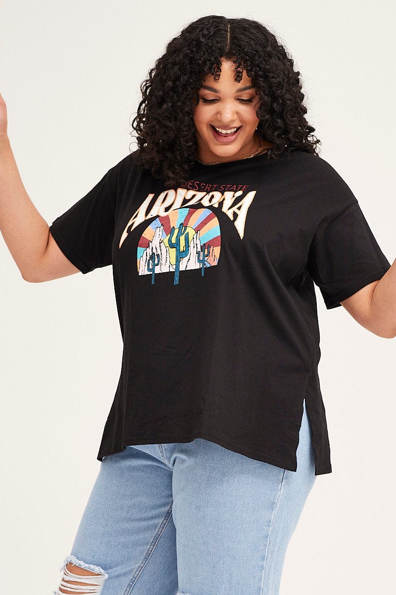 Black Short Sleeve Arizona Oversized T Shirt