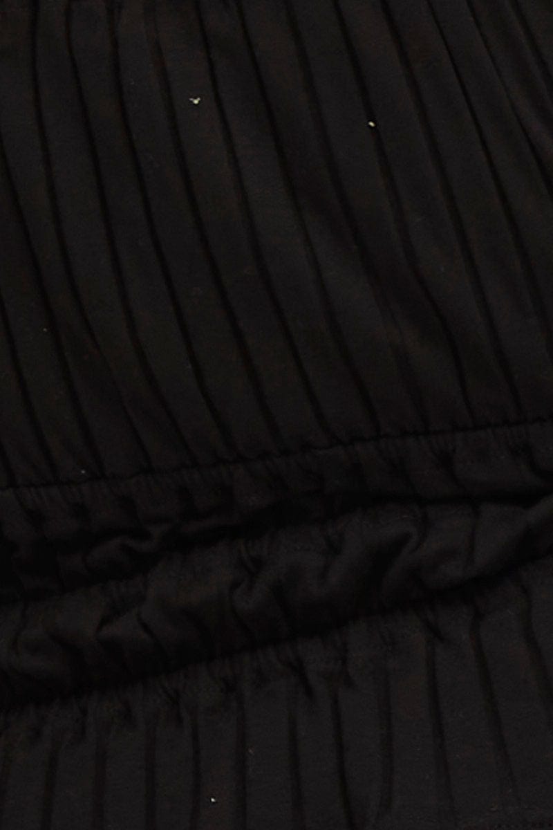 Black Short Sleeve Rib Jersey Peplum Top