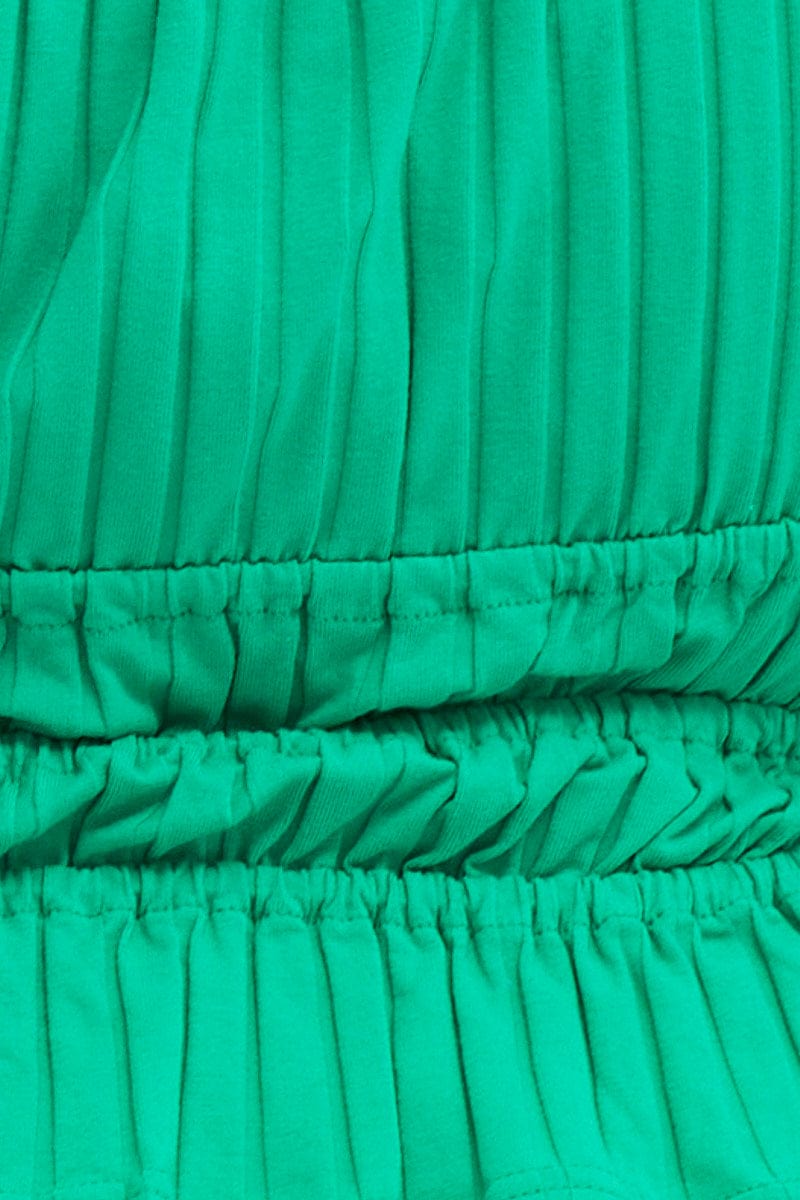 Green Short Sleeve Rib Jersey Peplum Top