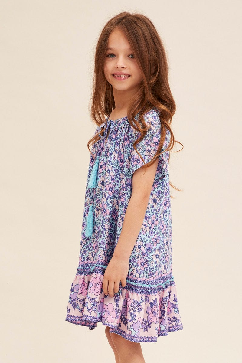 BOHO PRT Kids Short Sleeve Boho Smock Dress