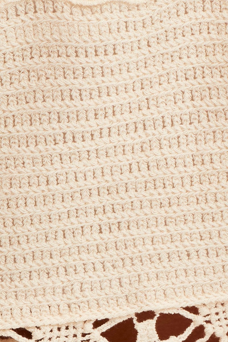OATMEAL Crochet Cardigan Crop Tie Front
