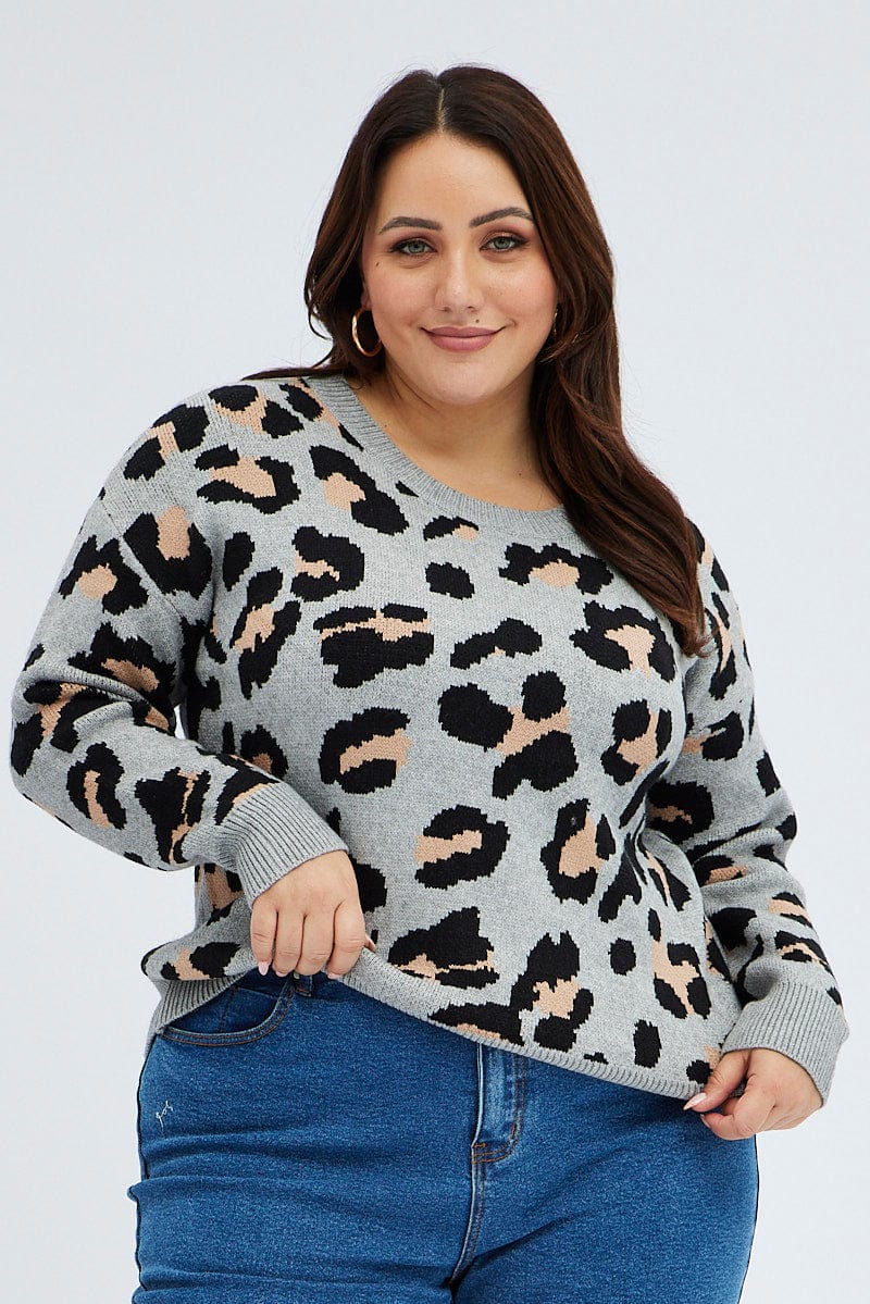 Animal Prt Plus Animal Print Knit For Women By You And All