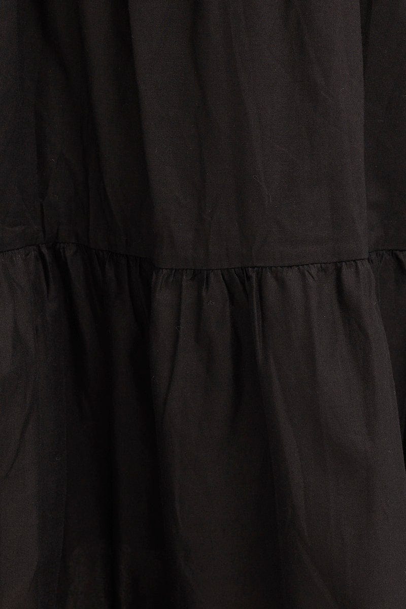 Black Maxi Skirt Cotton Blend Tie