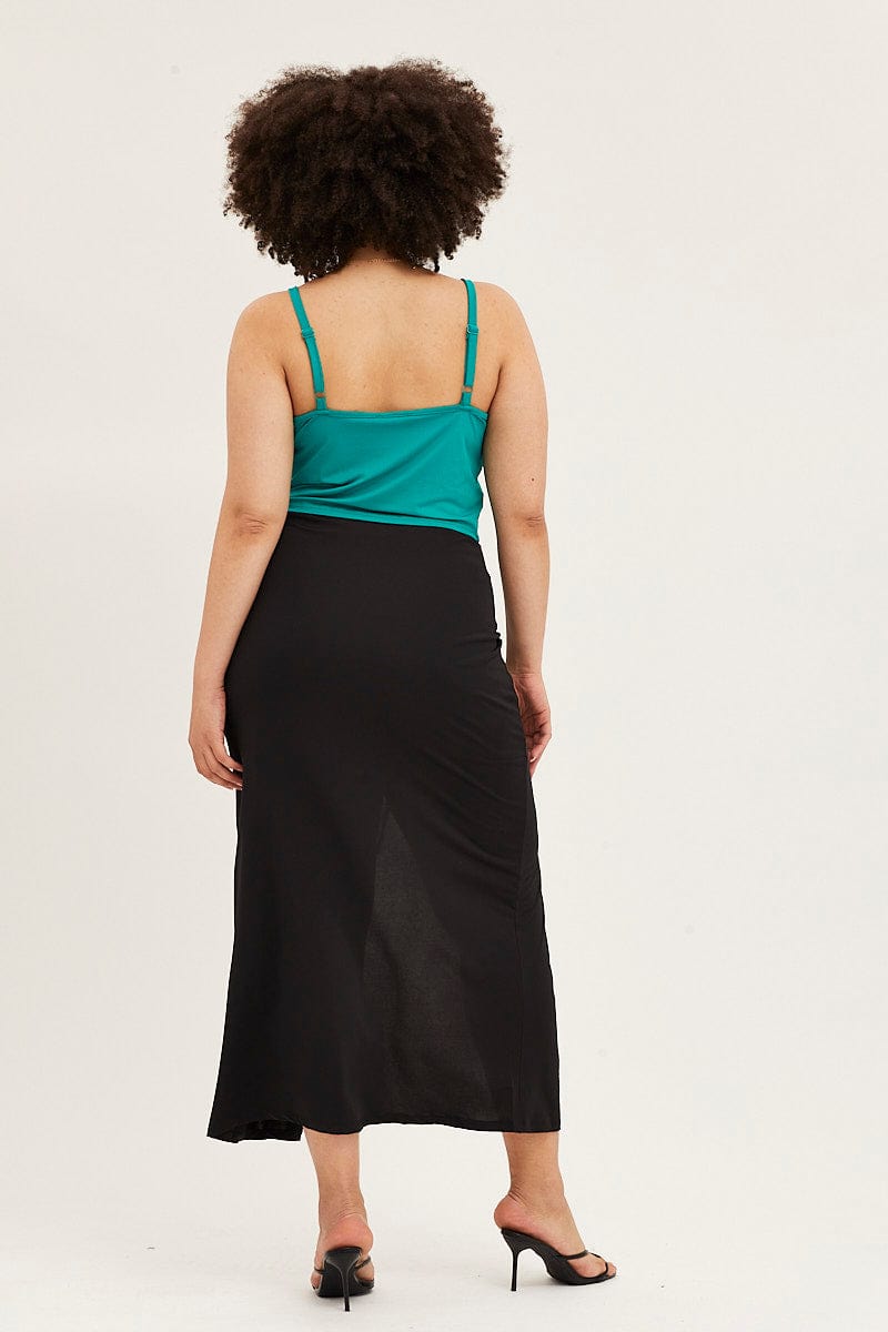 Black drawstring jersey skirt sale