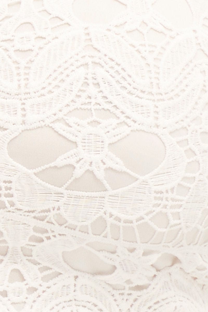 White Crop Singlet Top Crochet Lace