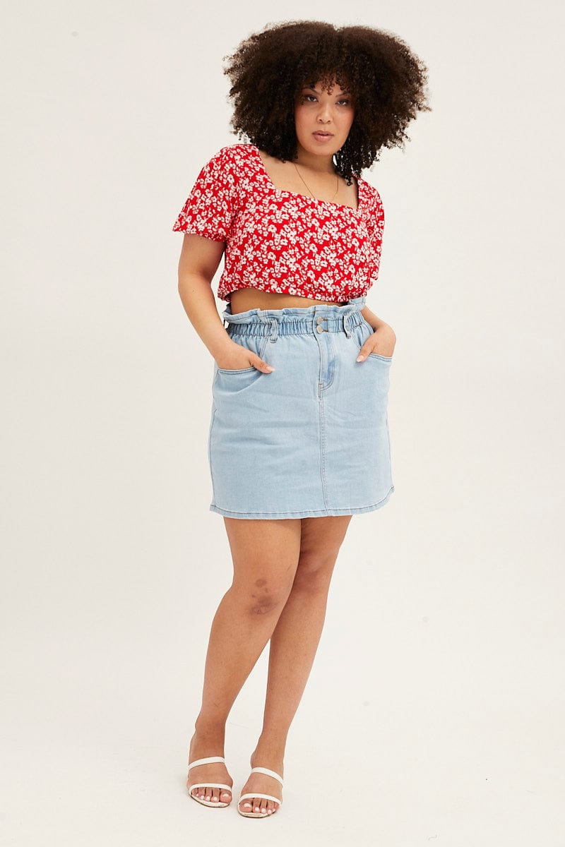 FLORAL PRT Puff Sleeve Floral Crop Top