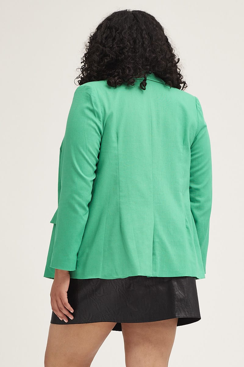 Green Long Sleeve Linen Blazer-coj9020-34ab-5