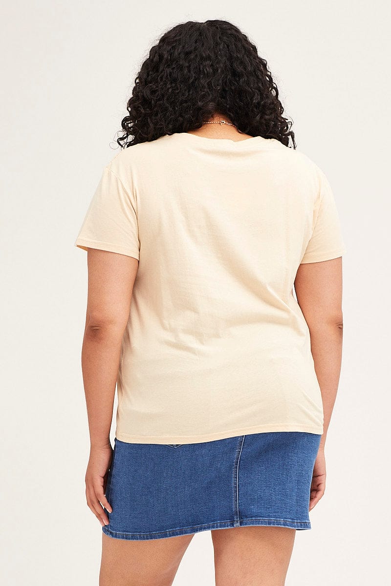 Nude Short Sleeve Round Neck Graphic T Shirt-cjc1605b-84ab-5