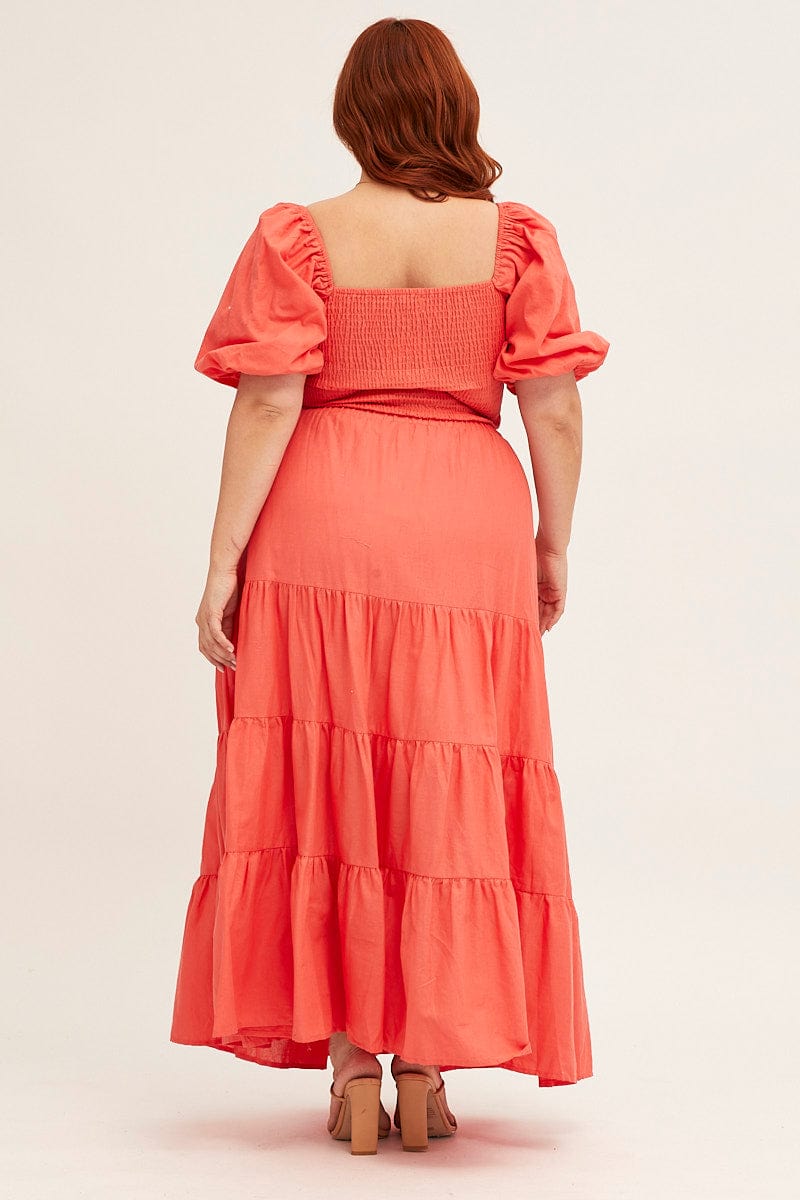 ORANGE Maxi Skirt High Waist Tiered-csl1037b-47r-5