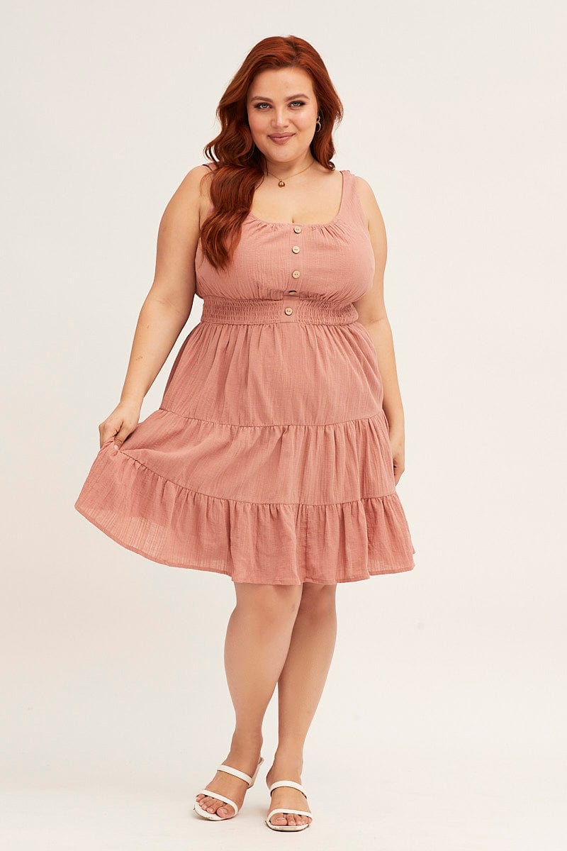 Plus Size Brown Fit And Flare Dress Button Front Cotton |You + All | Shop Online | You & All Plus Size Brown Fit And Flare Dress Button Front Cotton |You + All | Shop Online | You & All