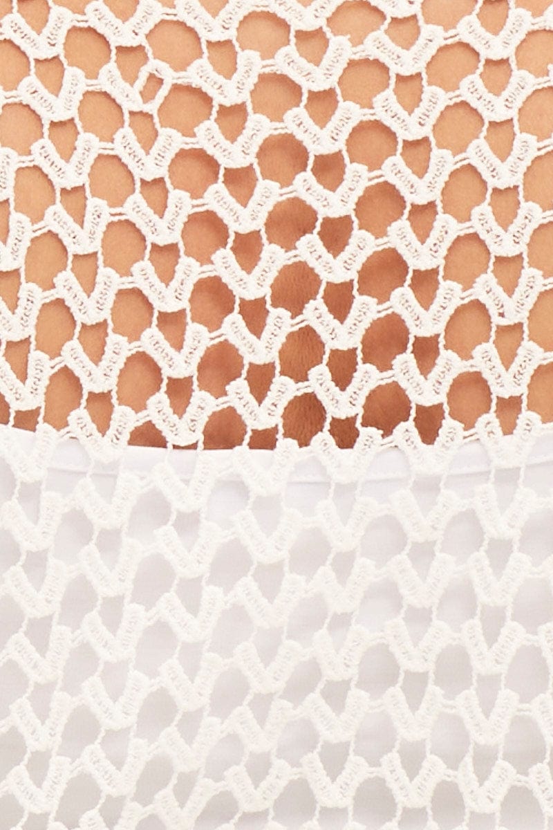 White Ruffle Sleeve Open Front Crochet Cardigan-cck11060b-47p-6